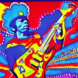 JIMI HENDRIX PEACE electric guitar PEACE psychedelic hippie trippy acid LSD PEACE GUITAR peacesign HIPPIE FLAG '60s Pop Artist Peter Max