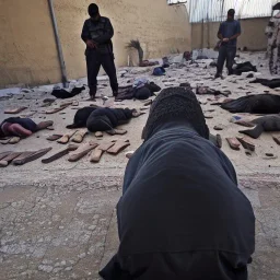 Terrorist praying before a suicide attack