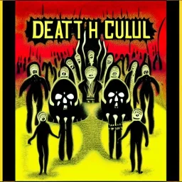 death cult at the edge of the universe in surrealistic style