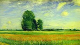 Sunny day, prairie, tree, flowers, max liebermann painting