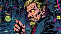 Futuristic, cyberpunk, Friedrich Nietzsche,Comic style