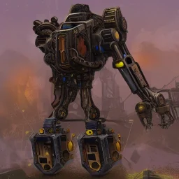 steampunk mech in debris