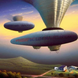 Aerostats and Zeppelins , microscopic image by electron microscope, art by Thomas kinkade