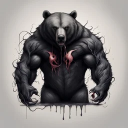 Drawing of a bear combined with Venom