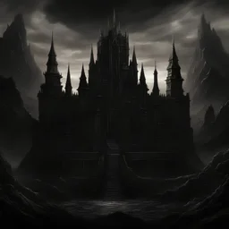 Generate a visually striking black metal artwork that depicts a great citadel, dark and evil, 8K, extreme detail