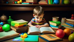 The image for the article could depict a young child sitting at a desk surrounded by colorful books and educational tools, looking at the pages of an open book with curiosity and interest. This image reflects the spirit of learning and exploration in children, illustrating the opportunities that come with developing their love for knowledge and self-learning.