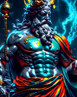Mythological god Zeus full body hyper-detailed acrylic painting realistic 8K digital art