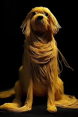 a dog made of spaghetti