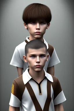 10 year old boy, brown hair, bangs