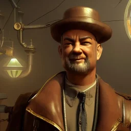 Tom Hanks steam punk character very detailed cinematic unreal engine photo realistic, dramatic lighting