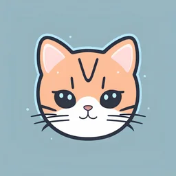 App logo 2D vector graphic of cute and kawai Cat face, simple color, flat style, use only 3color theme,