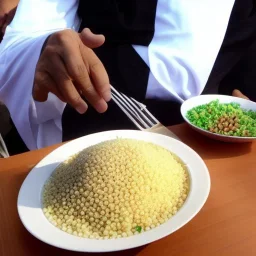 Zemmour jellaba eating couscous