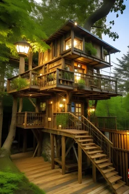 A realistic tree house for adults with an upscale liquor bar inside