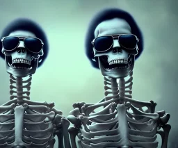 Epic photo of the blues brothers but they’re skeletons, by greg rutkowski,