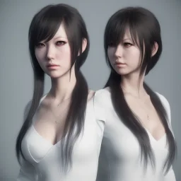 hitomi tanaka, full body, dress white, long black hair, vilage, realistic, intriacte detail, sci-fi fantasy style, volumetric lighting, particales,highly detailed,cinamatic, deep colours,8k