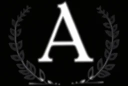 2 branches(crossed at bottom, arching wreaths), Letter A in Middle, light white vector on black background