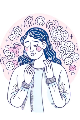 Ilustrasi seorang wanita yang sedang mempromosikan tentang kesehatan mental