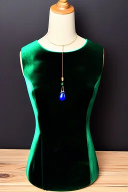 dark green velvet Necklace Mannequin Stand on a luxury table