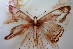 double exposure salad platter butterfly Jean Baptiste Monge watercolor and ink S<AI double exposure burned brown sepia colors abstract lines pastel colors golden glitter ink contours