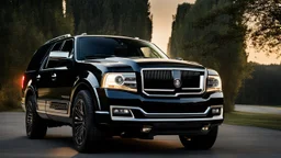 Lincoln Navigator Shelby GT500, rear view, cinematic, luxurious --chaos 80 --ar 16:9 --style raw --stylize 700