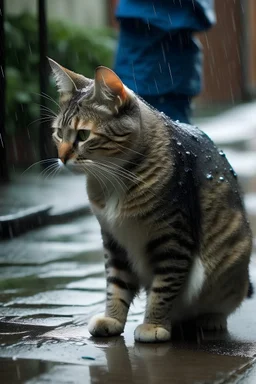 a cat in the rain looking for the shootout