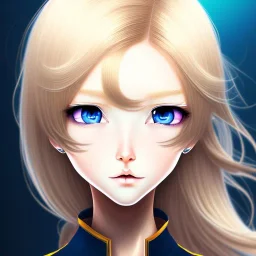 blond anime with dark blue eyes