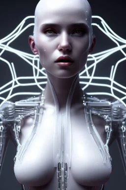 cyberpunk, white latex body, women, body portrai, open mouth, perfect skin, tron, cyborg , perfekt, real, dream, hr giger