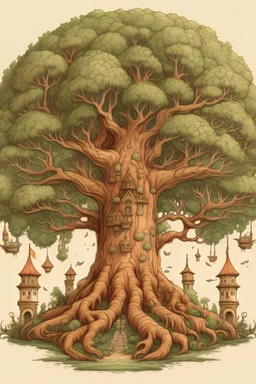 gigantic fantasy tree. Fantasy tree drawing. a tree with an diameter of an entire continent. World-Tree.
