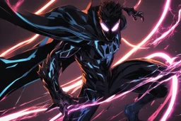 Miles in 8k solo leveling shadow artstyle, Crystal and Symbiote them, neon effect , magic circle, close picture, full body, apocalypse, intricate details, highly detailed, high details, detailed portrait, masterpiece,ultra detailed, ultra quality