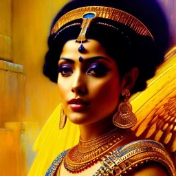 Drawing of beautiful face, 'busty cleopatra',throne,hieroglyphics,balanciaga fashion clothe painting by gaston bussiere, greg rutkowski, yoji shinkawa, yoshitaka amano, tsutomu nihei, donato giancola, tim hildebrandt, oil on canvas, cinematic composition, extreme detail,fit full head inside picture,16k