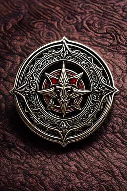 logo symbol for an ancient Catalan vampire sisterhood in the form of a lapel pin, highly detailed, ornate