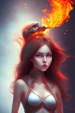 Girl covered by fire, cute, beautiful