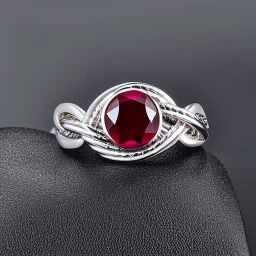 ruby signet ring with braided tungsten and titanium, braided band, brushed steel, men's jewellery