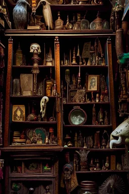 Within the cabinet of Curiosities , each shelf held a treasure trove of peculiar and enigmatic artifacts from distant lands and bygone eras .