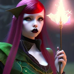 Goth teenage girl with red hair who is dressed like a witch casting a spell, green eyes, background is realistic space, goth girl dress, full body portrait, arm colors gradient effect into stars, rendered, unity 3d, unreal engine, dslr, hdr, 4k, edited, photorealistic, normal number of appendages, freckles, artists rendering