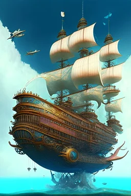 big flying ship medival looking like water ship spelljammer