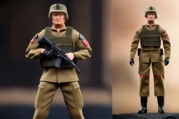 G.I. Joe toy doll soldier nylon Donald Trump, gun,boots, helmet, Trump face details