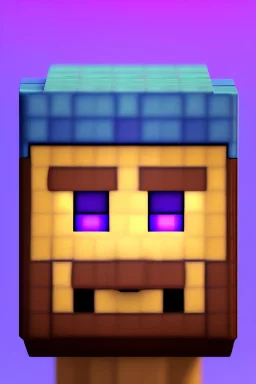 a portrait of a purple Minecraft block face, cute, farmer look, 2d, large pixel style