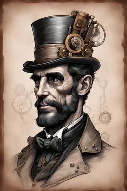 Draw a steampunk version of Abraham Lincoln