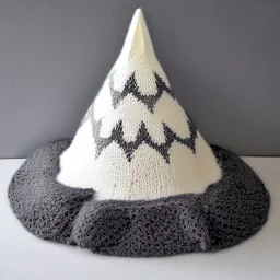 Model of the Matterhorn made of wool knitting, grey and white, mountain