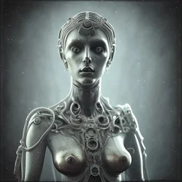 a greek marmor statue of a woman, steam punk, scary, horror, realistic, made in octane, cinematic, movie, CGI, ultra-realistic, extremely detailed octane rendering, 8K, VRAY Super Real ar 2:3, dof photorealistic futuristic 50mm lens hard lighting dark gray tintype photograph, realistic lighting, sephia colors