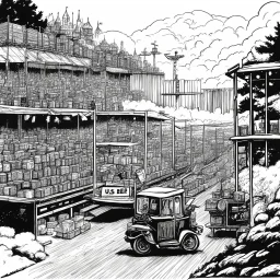 illustration by underground comix artist, Brion Gysin of: US and Canada declare a trade war beer imports and exports