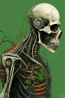 A creature half human half machine Busch painting style