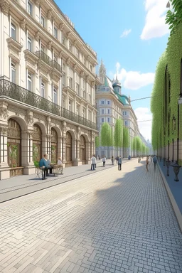 design of the pedestrian street environment in the Art Nouveau style of the 19th century