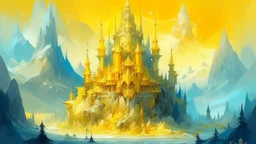 A yellow shining crystal castle painted by Cai Jia