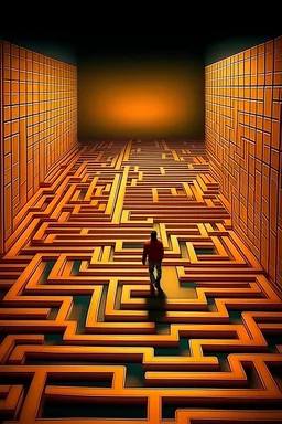 A man was walking in the middle of the maze, and finally found a path that led to a bright place.