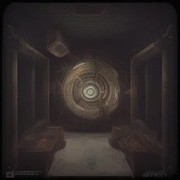 chamber inside a pyramid, steam punk, scary, horror, realistic, made in octane, cinematic, movie, CGI, ultra-realistic, extremely detailed octane rendering, 8K, VRAY Super Real ar 2:3, dof photorealistic futuristic 50mm lens hard lighting dark gray tintype photograph, realistic lighting, sephia colors