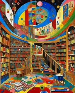 A library filled with magic painted by Wassily Kandinsky