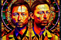 Thom Yorke rendered in stained glass