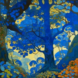 An indigo canopy with hot springs painted by Paul Ranson